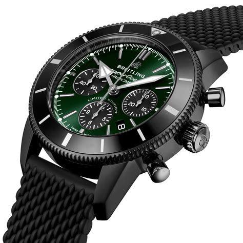 breitling superocean green bezel black leather band|breitling superocean price.